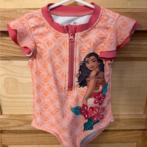 Disney Moana Princess Pink and White Swimsuit
